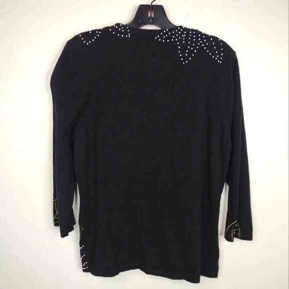 Jack B. Quick Cardigan Sweater Embroidered Beaded Medium Ugly Christmas Sweater - Picture 10 of 10